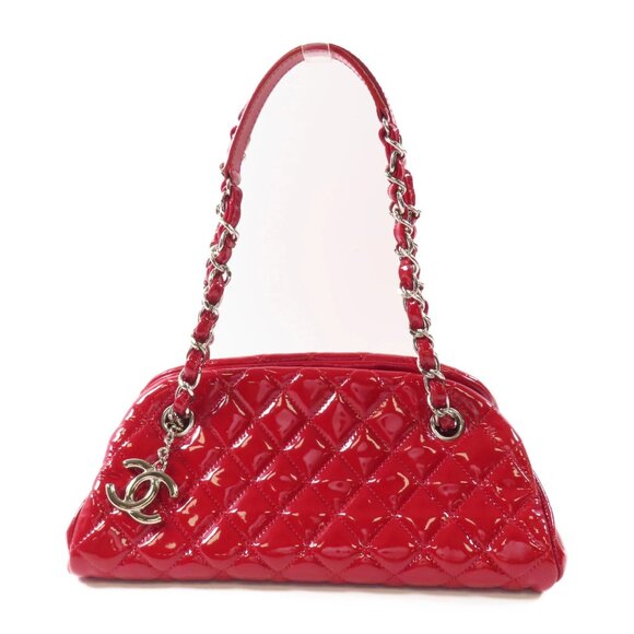 ❤️CHANEL CC SHW Chain Shoulder Bag Patent Leather Red❤️ - Picture 1 of 15